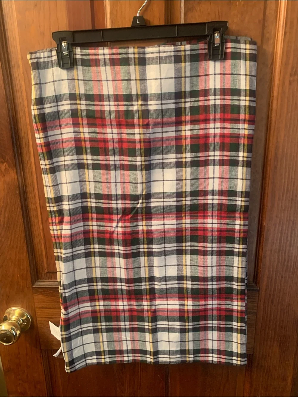 2 POTTERY BARN plaid LUMBAR pillow covers, Denver, GREEN, BLACK, RED and WHITE.